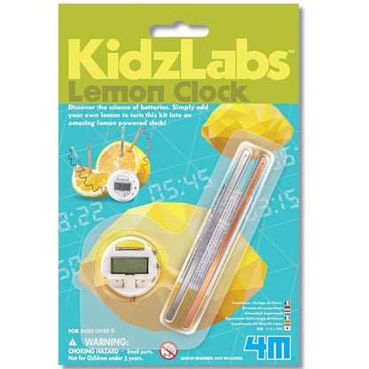 4M KidzLabs Lemon Clock - DIY STEM Science Kit & Battery-Free Digital Clock