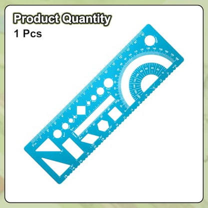 HARFINGTON Multifunctional Geometric Rulers 15cm Metric and SAE Aluminum Straight Edge Protractor Angle Math Measuring Rulers Geometric Drawings Templates for Drawing Drafting, Blue - color: Light Blue