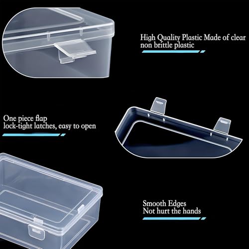Nail art toolbox Bead Organizers-8 Pcs Jewelry Organizers and Storage Plastic Storage Cases Mini Clear Bead Containers Transparent Boxes with Hinged Lid and Rectangle Clear Craft Supply Case - size: 8 Pieces Big Sizes Mixed