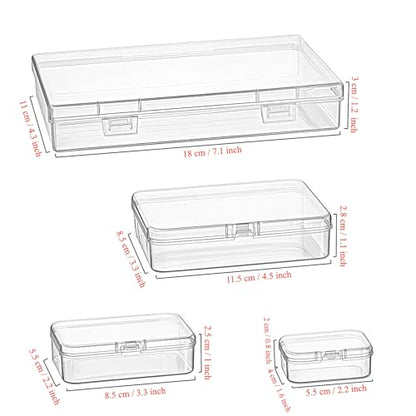 24 Pieces Mixed Sizes Rectangular Empty Mini Clear Plastic Organizer Box - size: 4 Sizes