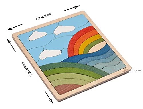 Rainbow Puzzle for Kids | 26 Pieces Wooden Jigsaw Puzzle | Learning Toy and Gift for Boys Girls Ages 3 Years and Above - style: Rainbow