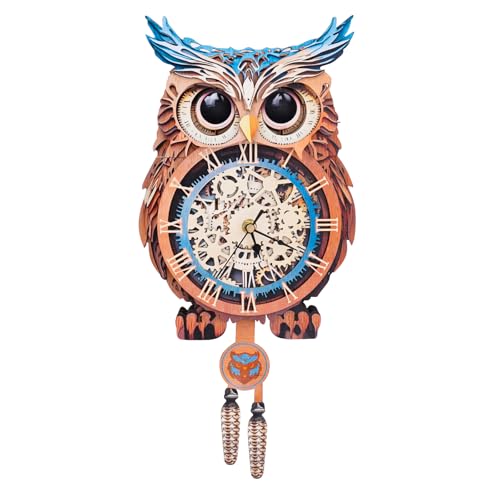 KAAYEE 3D Puzzles for Adults Owl Clock Bird Wooden Puzzle DIY Craft - color: Cute Owl Clock