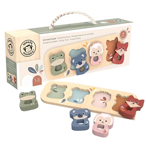 SPEEDY MONKEY Wooden Animal Puzzle | Kids Shape Sorter Puzzle Learning Toy - color: Animal Puzzle