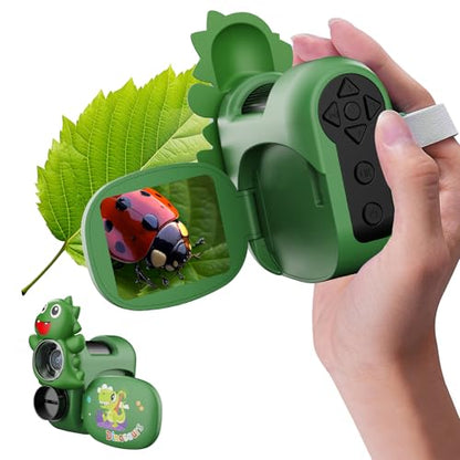 1600X Handheld Microscope for Kids 2" IPS Screen Kit Mini Pocket Digital Microscopes STEM Science with Slides Photo Video Rechargeable Portable Scope Gift for Ages 6-12 (Green) - color: Green