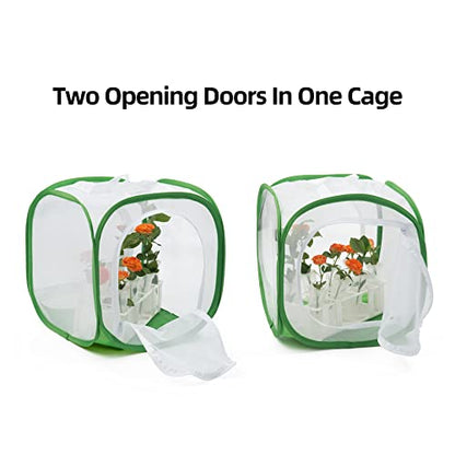 Two Doors Monarch Butterfly Habitat, Insect Mesh Cage, Caterpillar Enclosure Terrarium Pop-up (12 X 12 X 12 Inches) - size: 12 X 12 X 12 Inches