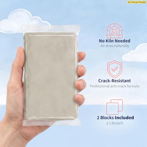 ZEHIQ Air Dry Clay-2.2 lbs Natural White Pottery Clay for Craft Projects - color: white