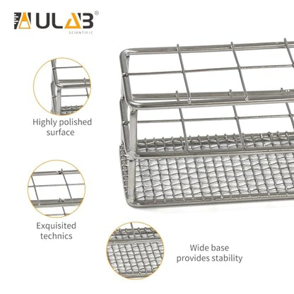 ULAB Stainless Steel Test Tube Rack, Wire Constructed, 12 Places, Suitable for Tubes of Dia.≤25mm, UTR1009 - color: 12holes Steel