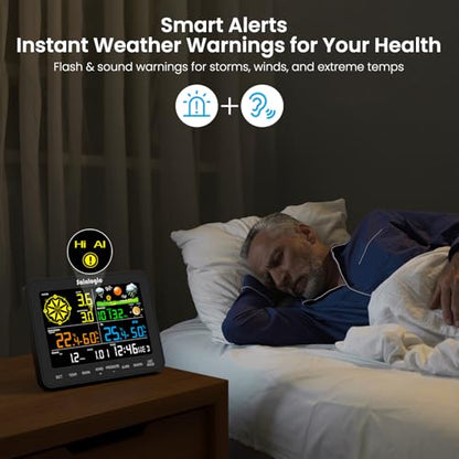 Sainlogic Weather Station Wireless, Weather Station with Rain Gauge, Wind Speed, Wind Direction, Weather Forecast, Air Pressure, Humidity (No WiFi)
