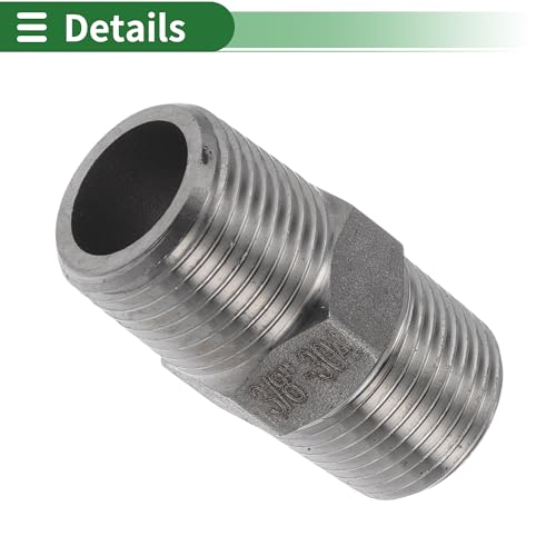 304 Stainless Steel Pipe Fittings 3/8" BSPT Male Hex Nipple Adapter 4 Pcs - size: 3/8" BSPT
