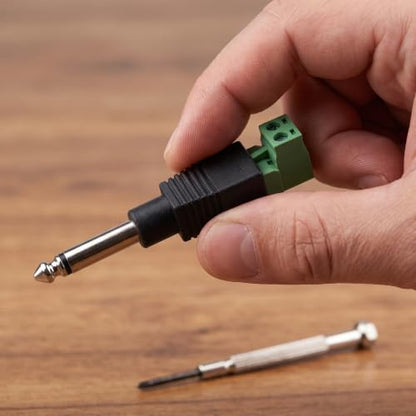 NANYI TS 1/4 Inch Jack, 6.35mm Mono Male Solderless Terminal Plug -2Pack - color: Green - welding free