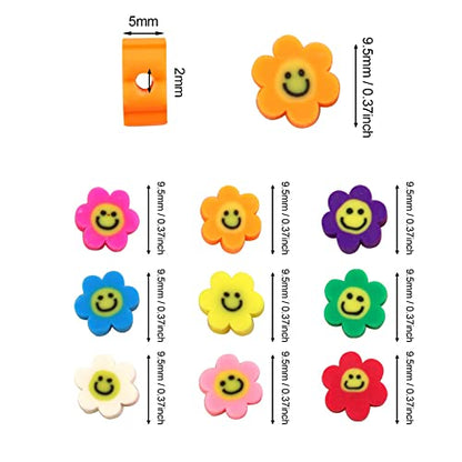 200PCS 10mm Colorful Sun Flowers Polymer Clay Beads Bulk for Jewelry Making - color: Clay Sunflowers