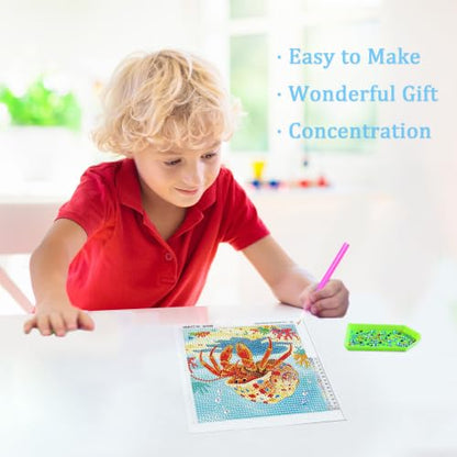 Libfx Diamond Art Kits for Kids with Frame Diamond Art for Girls Boys Beginners Arts and Crafts Birthday Gifts (Hermit Crab) - color: Hermit Crab