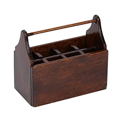 Doll House Toolbox,Eecoo Miniature Tool Box Wooden Toolbox Model for 1/12 Doll House Accessories with 8PCS Metal Tools Set