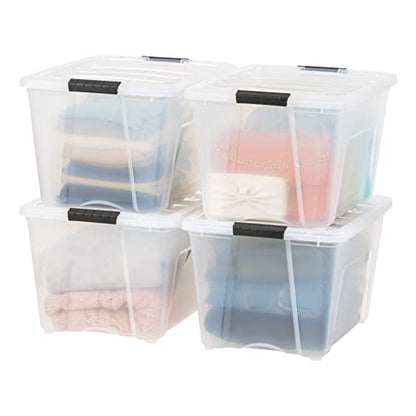 IRIS USA 3-Drawer Rolling Storage Cart, Black/Clear - size: 54 Qt, style: 4 Pack