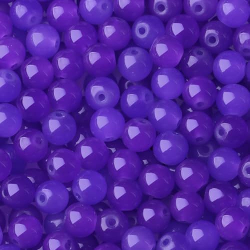 500Pcs Purple Round Glass Beads 8mm for Bracelets and DIY Crafts - color: Purple, size: 8mm 500pcs