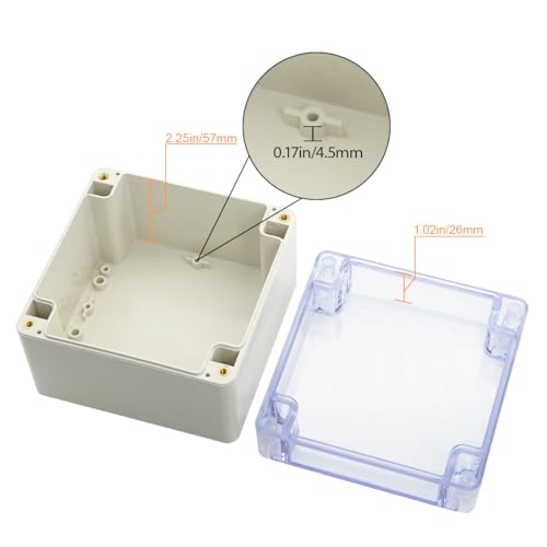 LeMotech ABS Plastic Junction Box Dustproof Waterproof IP65 Electrical Enclosure Box Universal Project Enclosure Grey with PC Transparent Clear Cover 4.7 x4.7 x3.5 inch(120 x 120 x 90 mm) - size: 4.7"x4.7"x3.5"