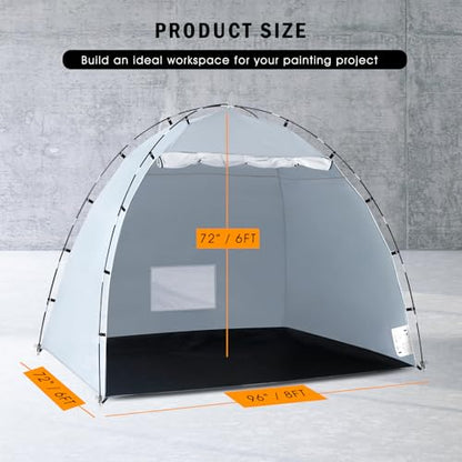 Siebwin 8x6x6ft Spray Paint Tent, Mesh Screen & Windproof Hooks, Gray - color: Gray, size: 8 ft x 6 ft x 6 ft