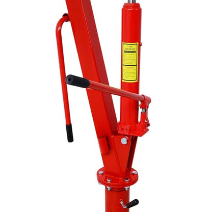 Truck Crane Truck Bed Hoist with Hand Winch Pickup Jib Crane 2000 lbs Capacity Hydraulic Extendable Boom 360° Pivot Red - color: Red
