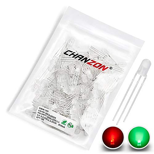 CHANZON 100 pcs 5mm Red & Green Diffused LED Diode Lights Common Anode - color: A) Red & Green (Ca) (100pcs)