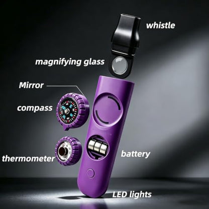 Emergency Survival Safety Whistle，Whistle for Kids with Lanyard,Compass,Thermometer,Ideal for Kayaking, Boating, Hiking, Camping, Climbing - color: Plum