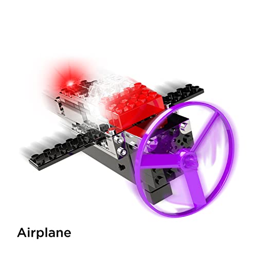 E-Blox Power Blox Light N' Flight 5-in-1 STEM Kit (58 Pieces), LED Light Up Building Blocks & Fan Launch Toy Set, Build 5 3D Structures, Great Science Project for Kids, Birthday Gift, Boys, Girls, 8+
