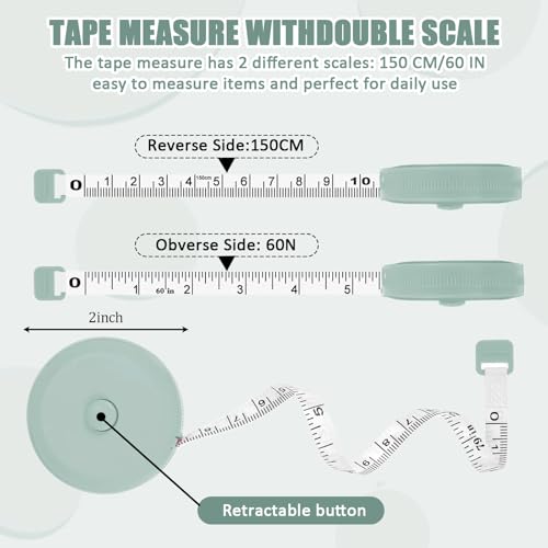 Soft Tape Measure for Body Fabric Sewing Tailor Cloth Knitting Craft Measurements, 59 Inch Portable Measuring Tool, Green - color: Green
