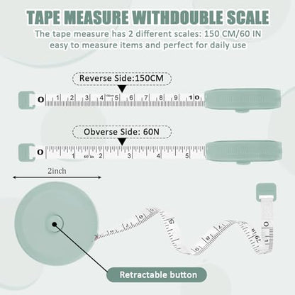Soft Tape Measure for Body Fabric Sewing Tailor Cloth Knitting Craft Measurements, 59 Inch Portable Measuring Tool, Green - color: Green