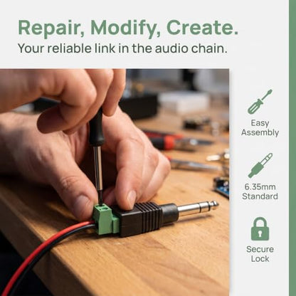 NANYI TS 1/4" (6.35mm) Male Mono Solderless Screw Terminal Plug -4 Pack - color: 4PCS-Green welding free