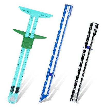 3Pcs Sewing Gauge,Sewing Measuring Tools with Sliding Marker Seam Guide Ruler Include 5-in-1 Hem Gauge Ruler and Metal Sewing Ruler for Knitting Crafting Sewings Hemming Quilting Crafting