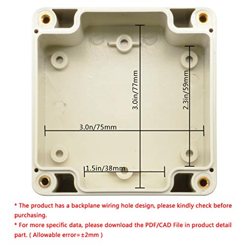 LeMotech ABS Plastic Junction Box Dustproof Waterproof IP65 Electrical Enclosure Box Universal Project Enclosure Grey with PC Transparent Clear Cover 3.3 x 3.2 x 2.2 inch (83 x 81 x 56 mm) - size: 3.3"x3.2"x2.2"
