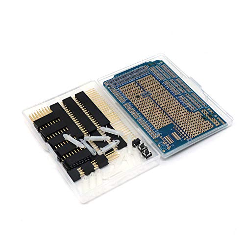 Treedix 3 pcs Prototype Shield Board Solderable Universal BreadBoard PCB Double Sided Tinned Gold Plated Holes with Female Header Compatible with Arduino Mega 2560