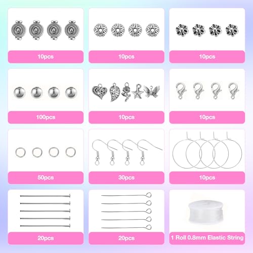 Crystal Beads for Jewelry Making, Natural Stone Beads Bracelet Making Kit - color: Colorful