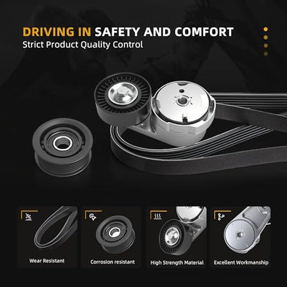Belt Tensioner Serpentine Belt Idler Pulley Kit for Dodge Avenger 2013-2014 - size: for Town & Country/Grand Caravan 11-16