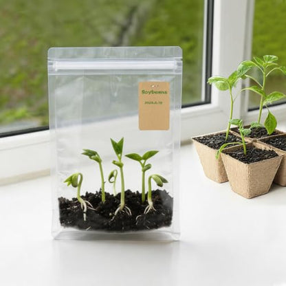50 PCS Clear Vinyl Pocket Greenhouses with Kraft Paper Cards