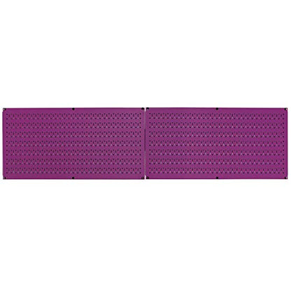 Wall Control Pegboard Rack Horizontal Metal Pegboard Garage Tool Storage Pack - Two 32-Inch Wide x 16-Inch Tall Easy To Install Peg Boards (Purple) - color: Purple