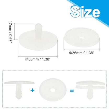 PATIKIL 35mm Doll Joints, 30 Set Plastic Removable Animal Joints Connector Engage Bolt for Bear Limbs Making Head Joints DIY Crafts Accessories, White - size: 35mm