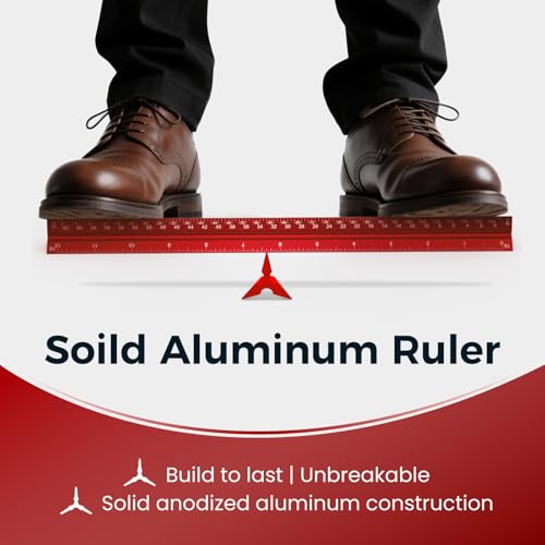 Rena Chris Architectural Scale - 12" Aluminum Triangular Scale Ruler (Red) - color: Red