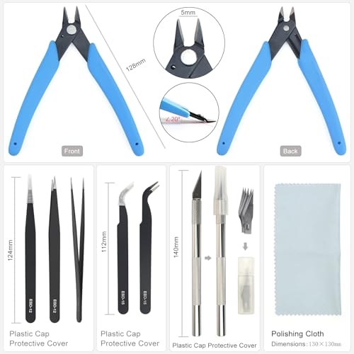 ZIIYAN 10Pcs Model Tools Craft Set Hobby Building Tools Kit for Gundam Basic Model Assembling, Building and Repairing