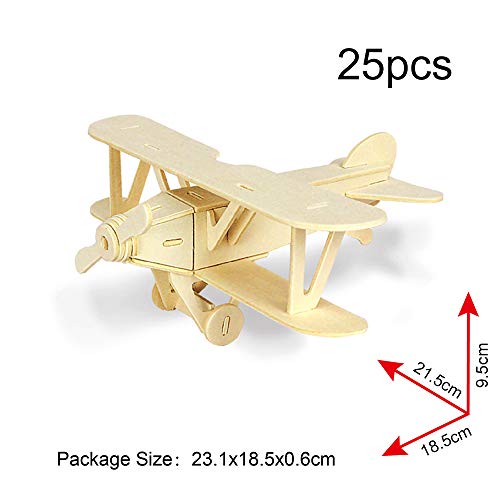 Georgie Porgy 3D Wooden Puzzles for Kids Toys Construction Woodcraft Kits DIY Model Puzzle Kits Birthday Gifts Pack of 3 (Biplane Off-Road Vehicle Yacht) - color: Biplane Off-road Vehicle Yacht