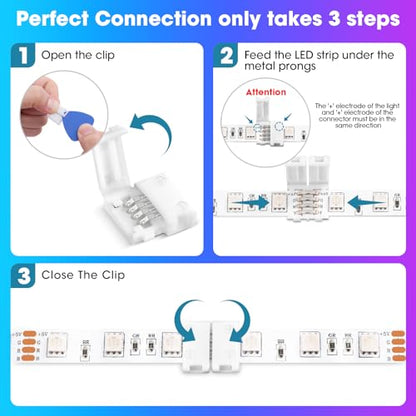 WENHSIN 10Packs 4-Pin RGB LED Light Strip Connectors 8mm Unwired Gapless Solderless Adapter Terminal Extension - size: 8MM-4PIN