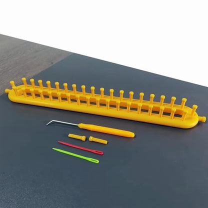 Rectangle Knitting Looms，Plastic Weaving Looms Set，Weaving Loom，Scarf Hats Making Tools，DIY Crocheting Handmade Craft Kit with a Crochet Hook and Needle for Knitting Lovers，36 cm (Yellow) - size: Rectangle,36cm,Sparse Pegs