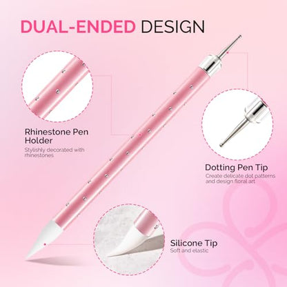 MelodySusie 5Pcs Nail Art Sculpture Dual Pen - color: Purple, Pink, White, Gold, Black, size: 5