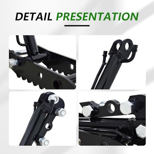 Mini Excavator Hydraulic Thumb Kit,Small Digger Attachments Fit Most of Up to 2 Tons, with2* M14 Hoses and Converters, Black