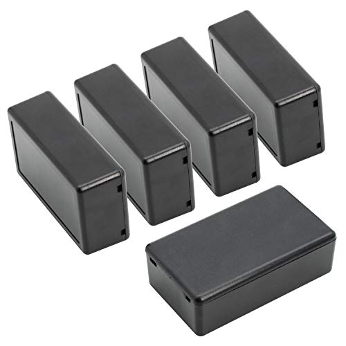 LeMotech Project Box, 5 Pieces ABS Electrical Box Small Junction Box for Electronics PCB Case,Electronic Hobby Box Black, Outside Size 2.8 x 1.7 x 0.9 inch (72x 42x 23 mm) - size: 2.8" x 1.7" x 0.9"(5pc)