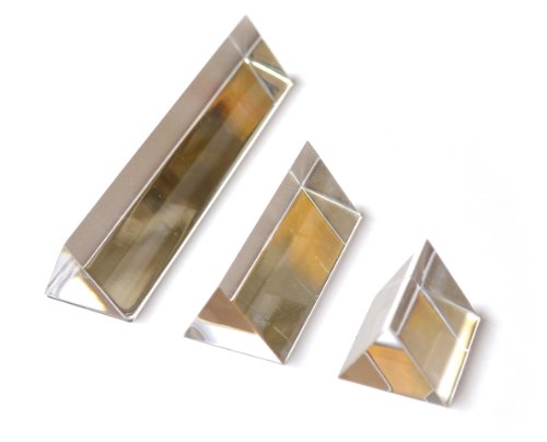 Eisco Labs 3 Piece Acrylic Prism Set - Ultra Durable and Lightweight - 1, 2, and 4 Inch Lengths - Designed for Teaching Physics and Refracted Light - Create Spectrums, Create Rainbows for Photography