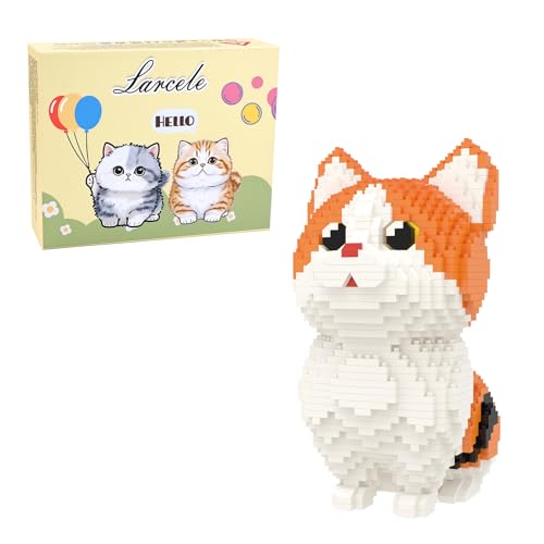 Larcele Munchkin Cat-Orange Micro Building Blocks Set for Kids 8+ KLJM-05 - style: Munchkin Cat-Orange