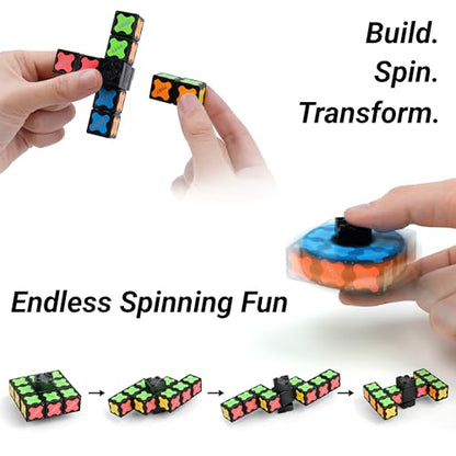 TOSY Magnet Fidget Spinner Mini - 8 Blocks, 3 in 1 Toy: Transformable Fidget Spinner, Infinity Cube, 2x2 Puzzle Cube, Stress Relief, STEM Magnet Tiles Birthday Gift for Kids/Boys/Girls/Adults, 2-Pack - color: Mini B (Set of 2)