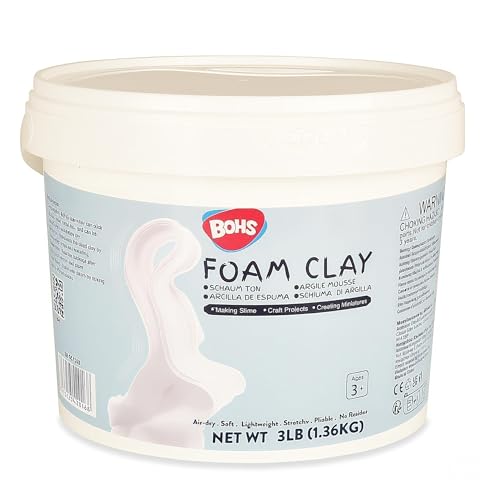 BOHS Foam Clay Pro, White Air Dry Modeling Clay, 3 lb Bucket