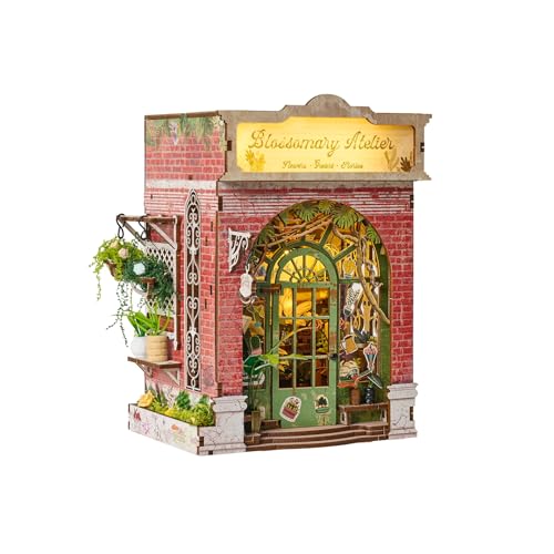 Flower Shop Miniature House Kit, DIY Dollhouse with LED - style: Blossomary Atelier(Red)