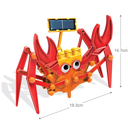 4M Hybrid Crabot Solar Robot Kit for Kids Ages 8-12 – Build a Sideways-Scuttling Crab with Moving Eyes & Claws, Solar or Battery Powered, STEM Renewable Energy Engineering Toy Gift